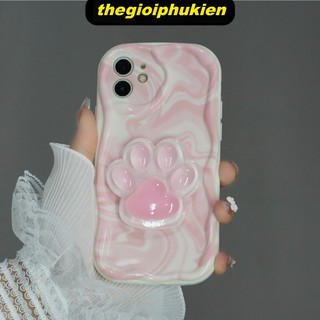 Ốp lưng iphone cạnh sóng nổi gắn bàn chân mèo cute dành cho ip 6 đến 16promax - xx2018