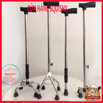 Gậy batoong 4 chân INOX Tập Đi - Gậy Chống Người Già [Chỉnh Cao Thấp Được] MSP78112 gây cho người già