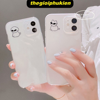 Ốp iphone - Ốp lưng iphone trong suốt cạnh vuông bảo vệ camera mèo cún đeo kính dành cho ip 6 đến 16promax - u006