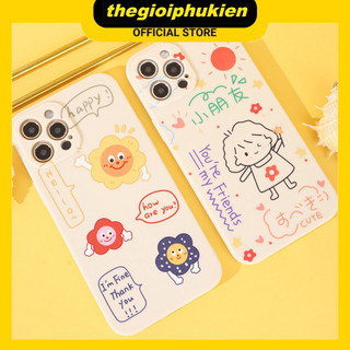 Ốp lưng iphone cạnh vuông hình vẽ cute dành cho iphone 6 đến 16promax - E83