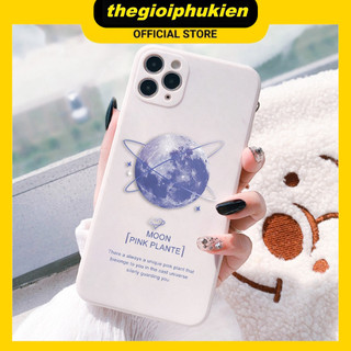 Ốp lưng iphone cạnh vuông Moon tím dành cho iphone 6 đến 16promax - E154