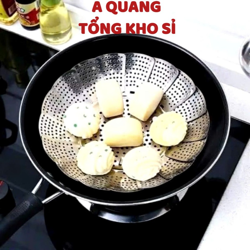 VỈ HẤP ĐỒ XÔI INOX SIZE 26, Khay Vỉ Hấp Vỉ Rổ Hấp Tròn Inox Xếp Gọn Tiện Lợi Inox Chống Rỉ Đường Kính 26cm: VIHAP