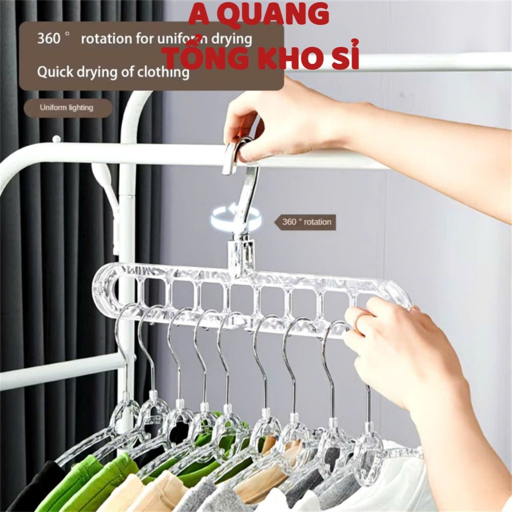 Móc treo đồ 9 lỗ tiện dụng tiết kiệm, MÓC TREO PHA LÊ TRONG SUỐT - MÃ: MOCQUANAO4