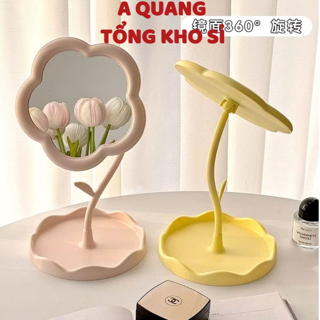 GƯƠNG ĐỂ BÀN BÔNG HOA, Gương Decor Để Bàn Trang Điểm Hình Hoa Xinh Xắn Màu Sắc NGAU NHIÊN-MA: GUONGBONGHOA