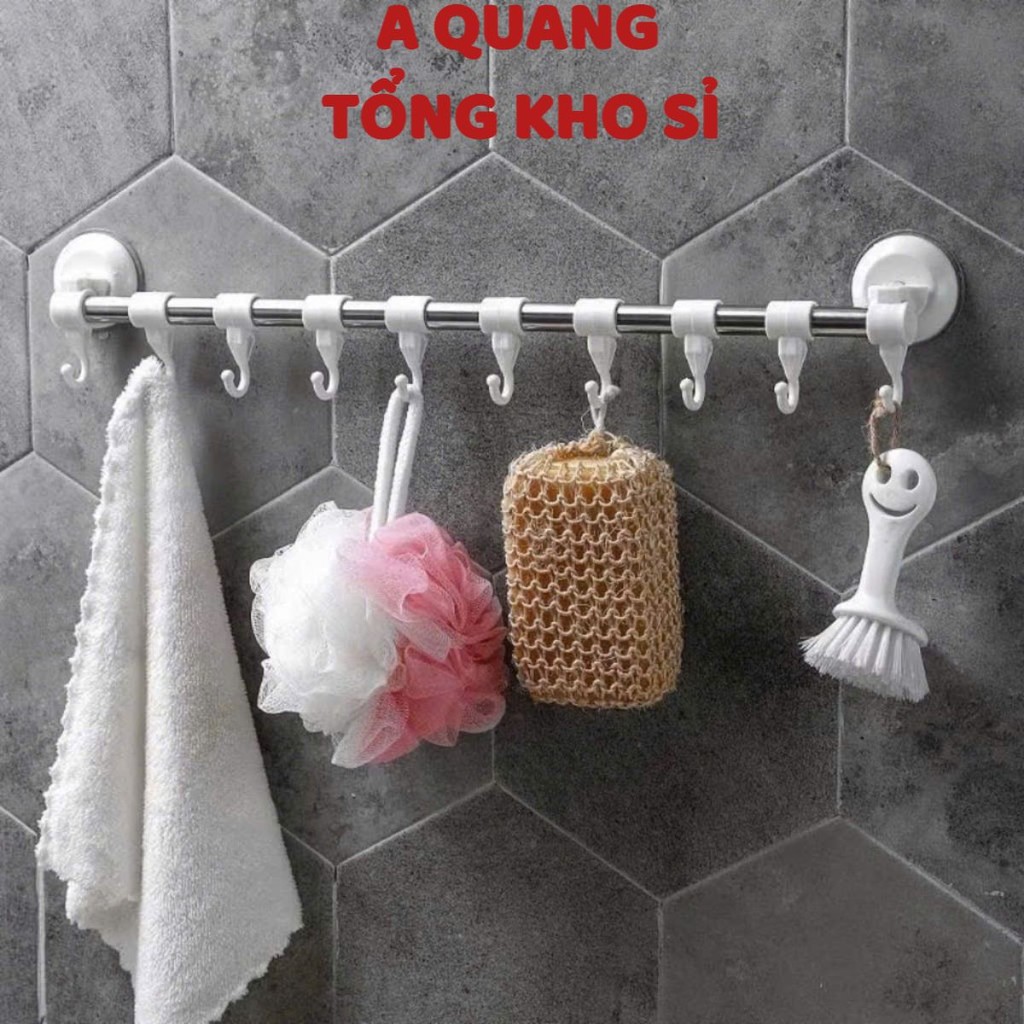 THANH TREO ĐỒ HÚT CHÂN KHÔNG 6 MÓC, Thanh treo hút chân không kèm móc - MA:09THANHTREODO