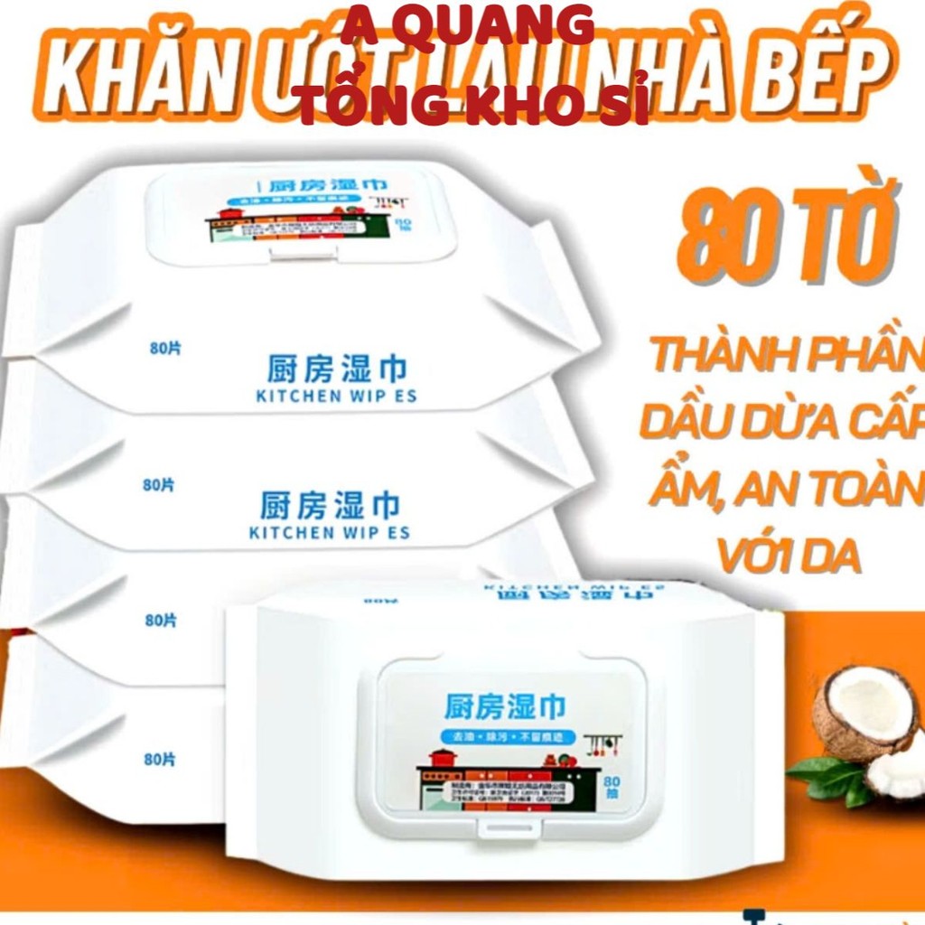 KHĂN ƯỚT LAU BẾP TRẮNG, Giấy lau bếp Kitchen Wipe - Lau dầu mỡ SIÊU TỐC KADAI - MA: KHANLAU