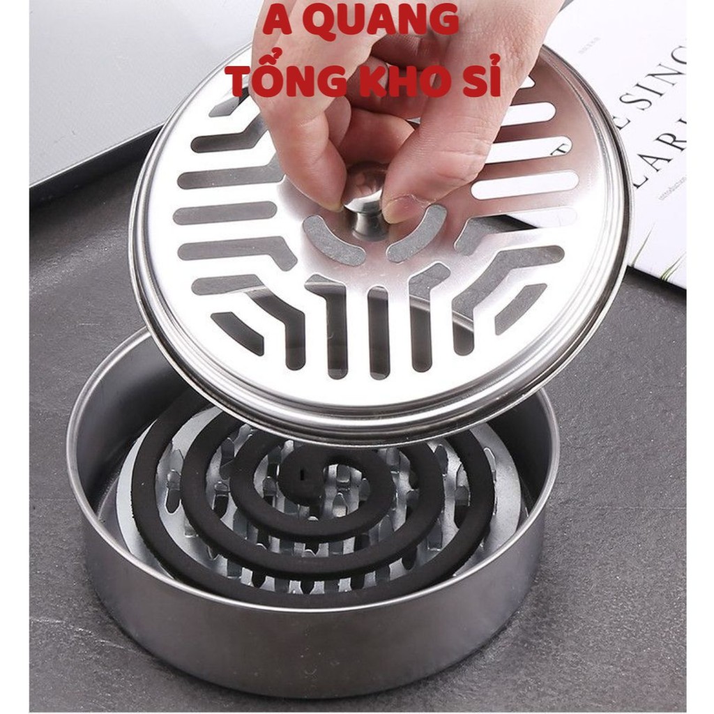 KHAY ĐỰNG NHANG MUỖI [Giá Xưởng] Hộp đựng nhang muỗi inox có nắp đậy,khay nhang muỗi thép không gỉ để nhang muỗi