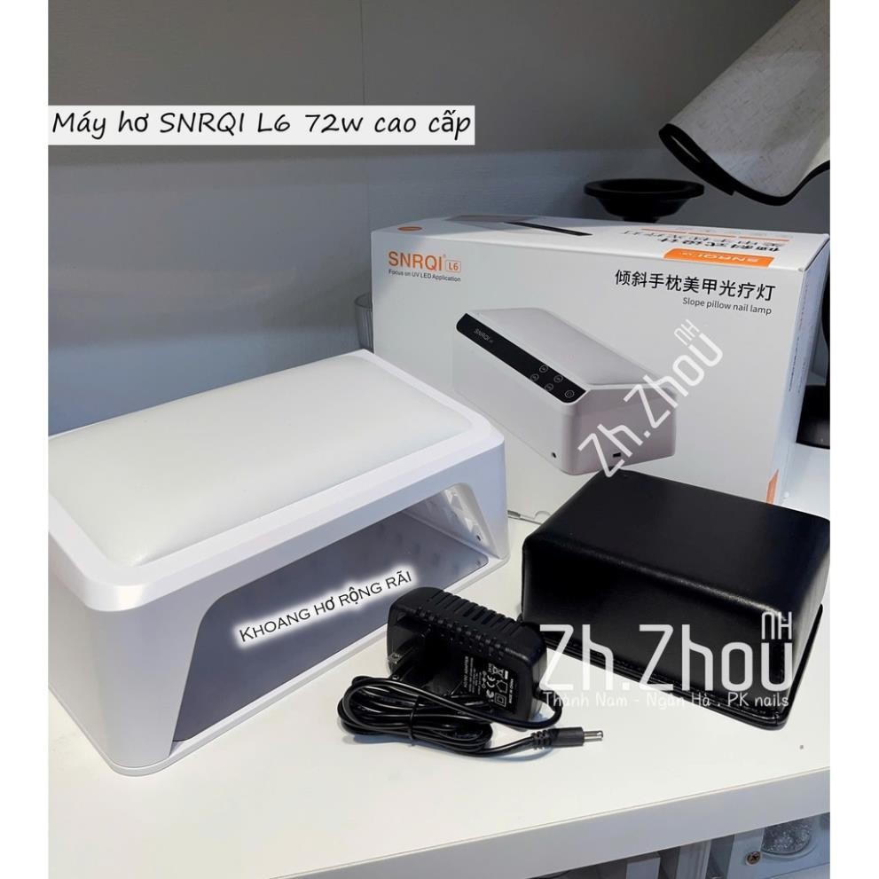 Máy hơ gel SNRQI L6 hơ 2 tay 72W 66 bóng LED/UV, máy hơ L6, Máy hơ T8 - đệm kê tay da PU