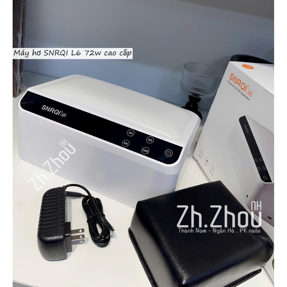 Máy hơ gel SNRQI L6 hơ 2 tay 72W 66 bóng LED/UV, máy hơ L6, Máy hơ T8 - đệm kê tay da PU