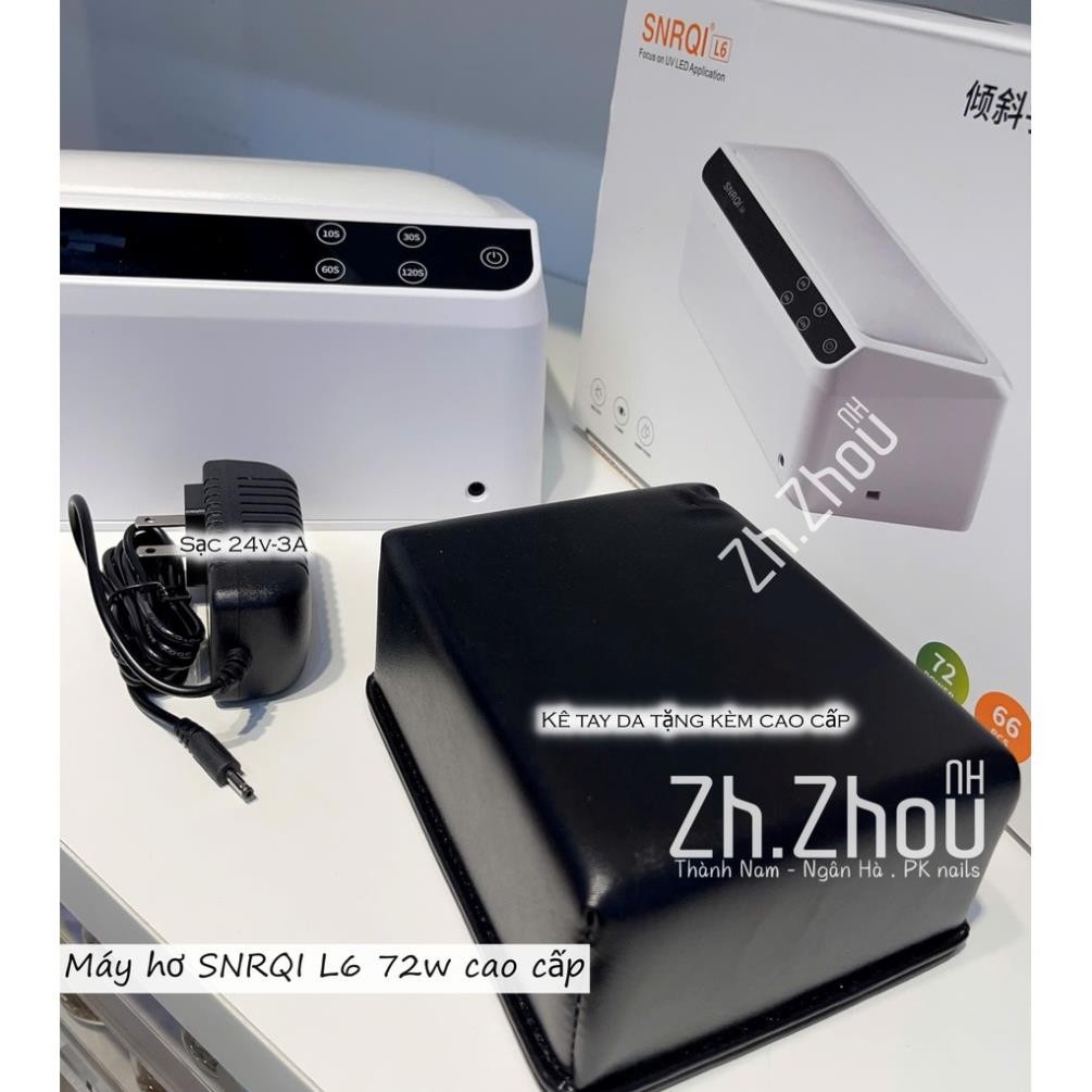 Máy hơ gel SNRQI L6 hơ 2 tay 72W 66 bóng LED/UV, máy hơ L6, Máy hơ T8 - đệm kê tay da PU