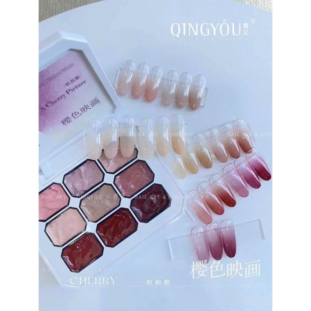 Gel dặm omber qingyou, Set  gel dặm omber 9 màu  , gel omber tone nude, gel dặm omber tone hồng