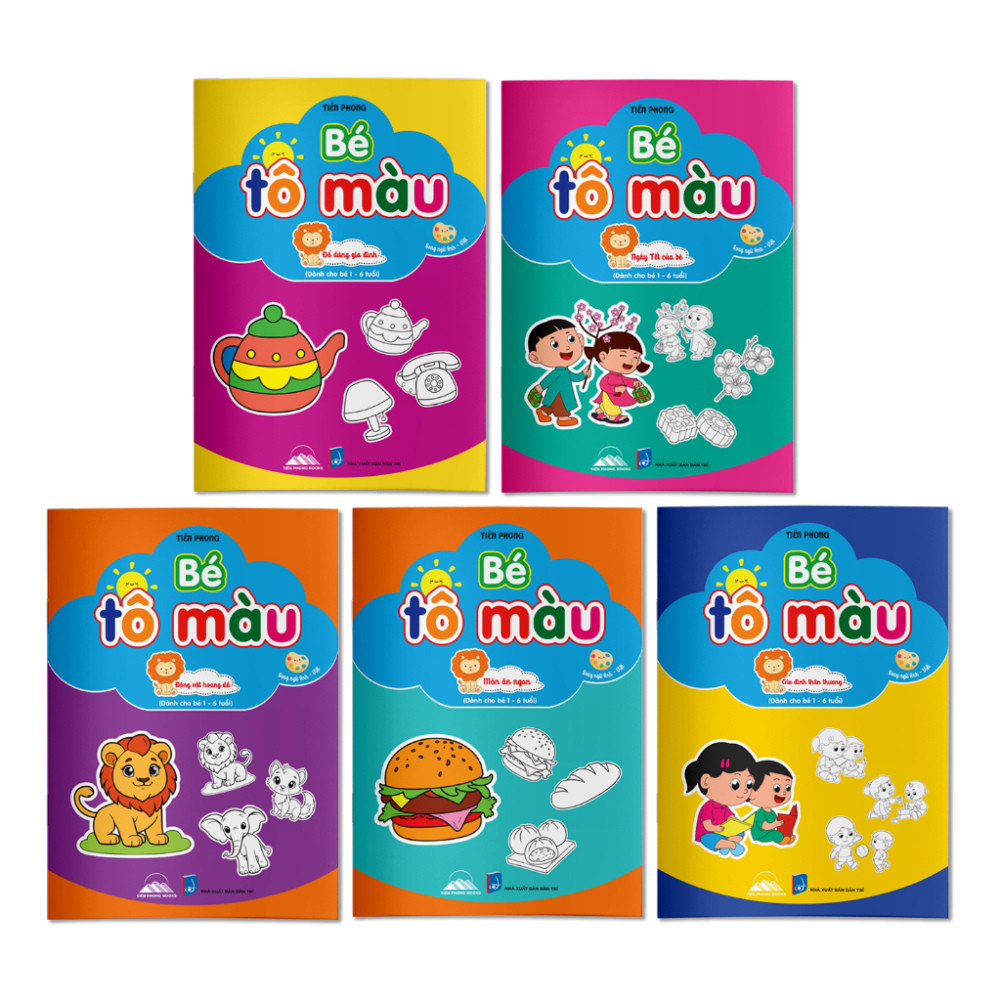 Sách - Combo 5 Cuốn Bé Tô Màu -  Song Ngữ Anh - Việt Cho Bé 1- 6 Tuổi