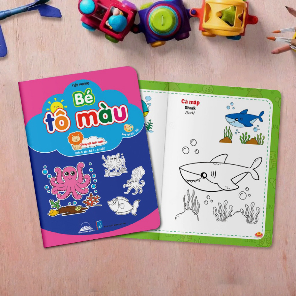 Sách - Combo 10 Cuốn Bé Tô Màu - Song Ngữ Anh - Việt Cho Bé 1-6 Tuổi
