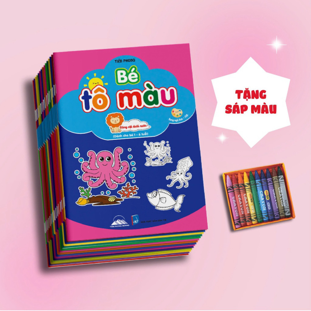 Sách - Combo 10 Cuốn Bé Tô Màu - Song Ngữ Anh - Việt Cho Bé 1-6 Tuổi