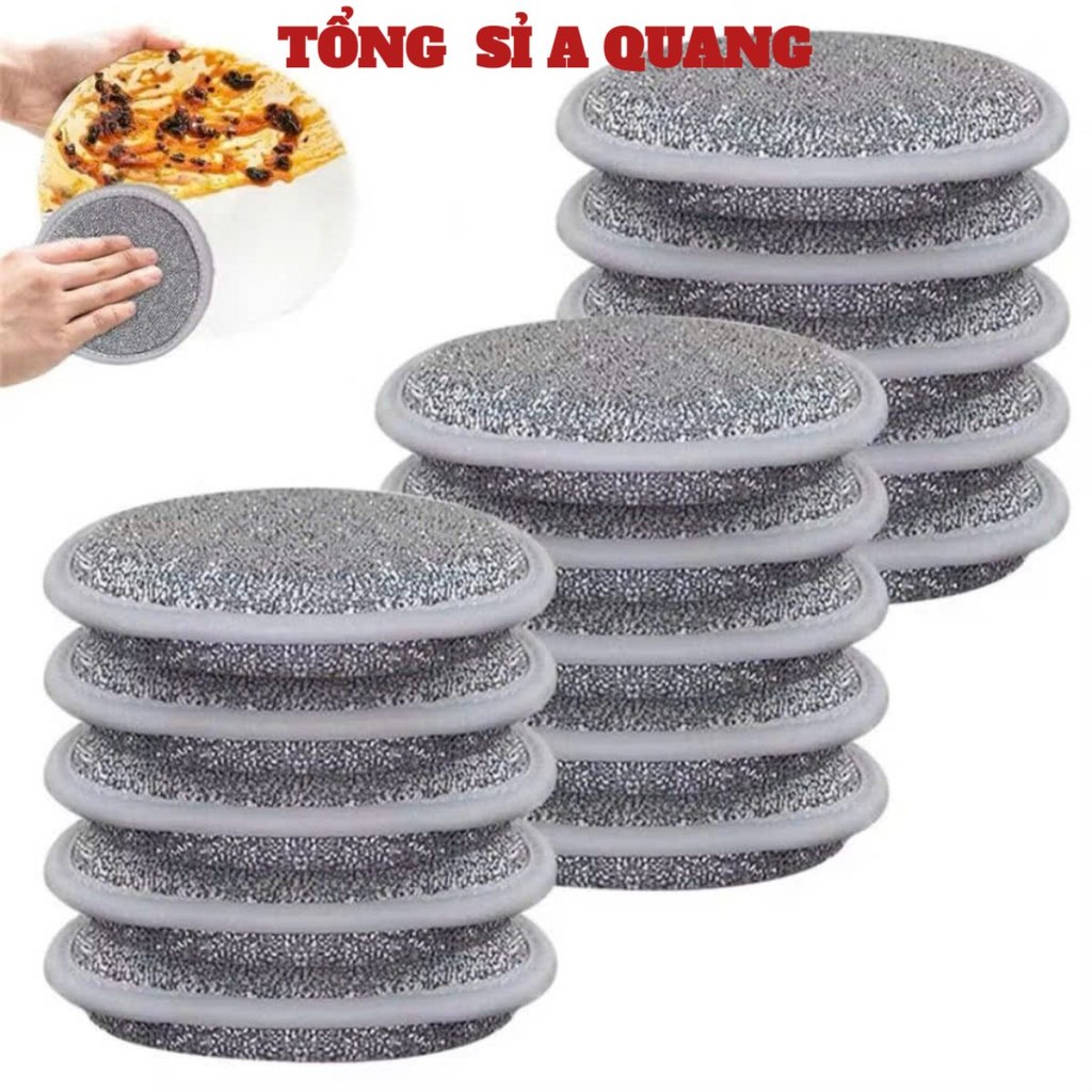 SET 3 MIẾNG CỌ RỬA BÁT, XOONG, Sợi Kim Loại , Miếng Bọt Biển Cọ Rửa Xoong - MA: CỎRUABAT32