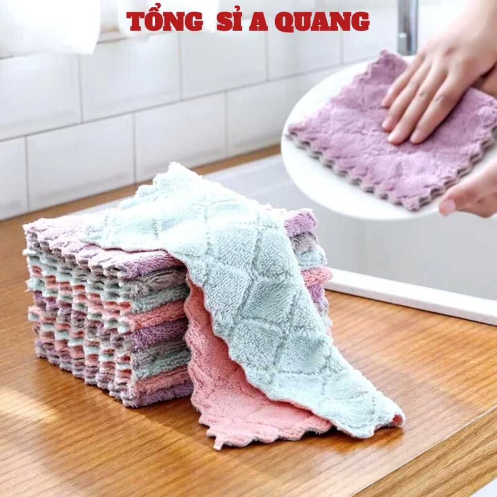 [COMBO 10] KHĂN LAU 2 MẶT, SET 5 Khăn Lau 2 mặt thấm hút nước đa năng - MA: KHANLAU