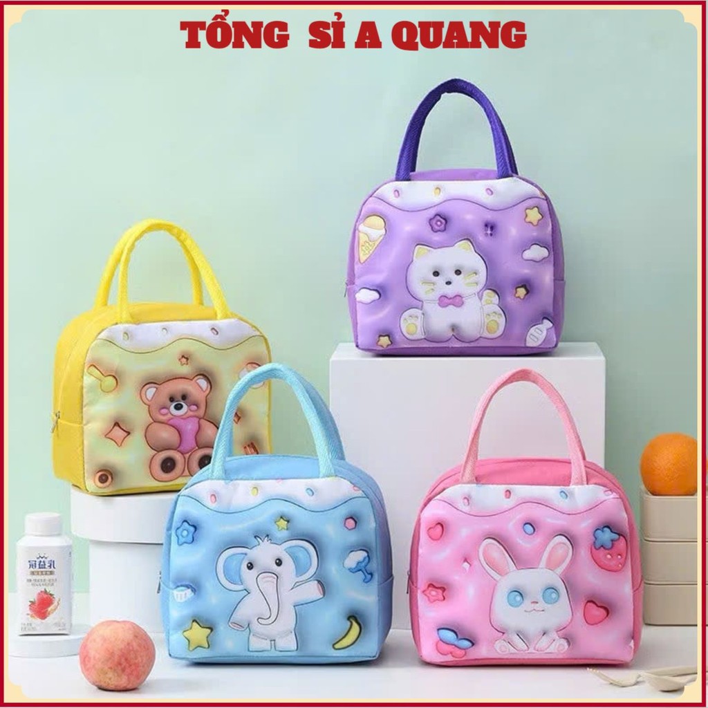 Túi Đựng Cơm Trưa Giữ Nhiệt Họa Tiết Hoạt Hình 3D Bằng Lá Nhôm Chống Thấm Nước, TÚI GIỮ NHIỆT 3D - MÃ: TUI263