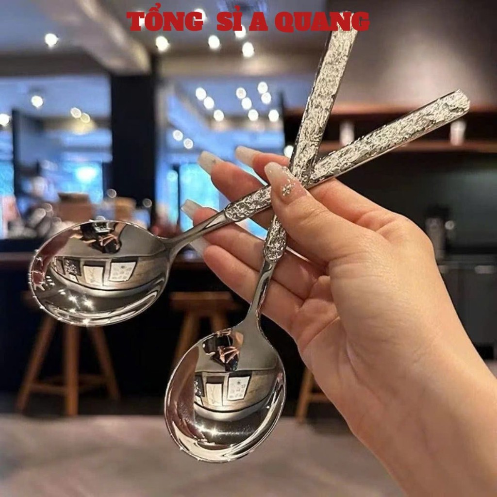 [COMBO 10] Thìa Súp inox, Thìa Ăn Cơm inox xịn cán sần siêu hot hit, THÌA CÁN DÀI TAY CẦM NHÁM , THIAANCOM586