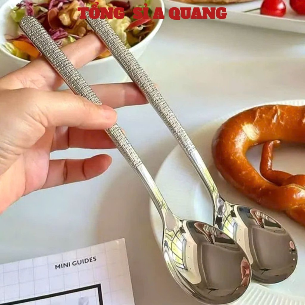 [COMBO 10] THÌA CÁN DÀI INOX XỊN TAY CẦM NHÁM , Thìa inox cán dài bản to, muỗng inox cao cấp MA: THIAANCANDAI75