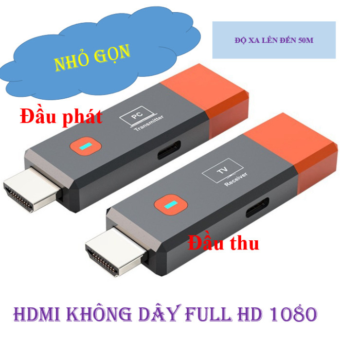 HDMI không dây 1080P 50m cho máy ảnh Máy tính xách tay PC