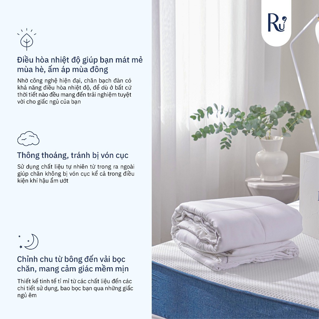 Ảnh Chăn Mền Bạch Đàn Ru9 100% Từ Thiên Nhiên, An Toàn, Thoáng Mát - Eucalytus Duvet - 3 Kích Thước 3