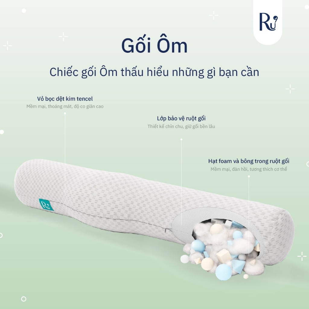 Ảnh Gối Ôm Công Thái Học Cao Cấp Ru9 - Phiên Bản Mới | Chất Liệu Foam Mềm Mại | Chống xẹp | Đem Lại Giấc Ngủ Ngon 3
