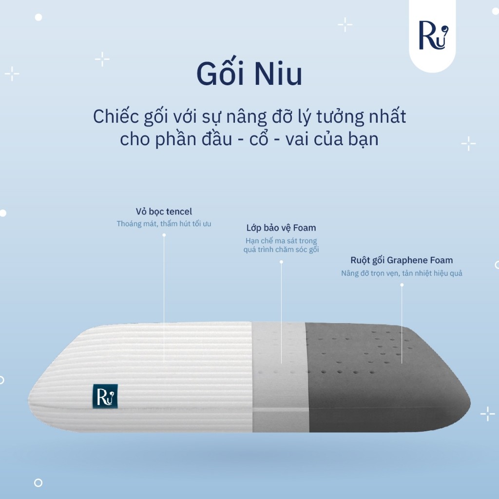 Ảnh Gối Niu Cao Cấp Ru9 - Công Nghệ Đột Phá Graphene Foam | Chất Liệu Foam Mềm Mại 3