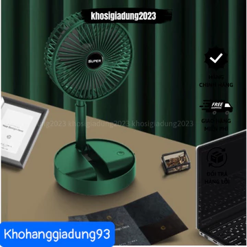 Quạt tích điện SUPER🍀FREESHIP🍀Quạt Để Bàn Gấp Gọn Có Thể Điều Chỉnh Độ Cao , 3 Tốc Độ Gió, Cổng Sạc USB Xoay 180 Độ