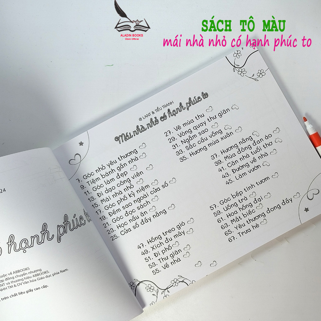 Sách- Tô Màu Mái Nhà Nhỏ Có Hạnh Phúc To- Kèm Quà Tặng- Chất Lượng Giấy Cao Cấp-Lant Tiểu Tranh