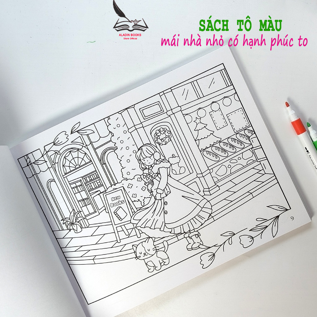 Sách- Tô Màu Mái Nhà Nhỏ Có Hạnh Phúc To- Kèm Quà Tặng- Chất Lượng Giấy Cao Cấp-Lant Tiểu Tranh