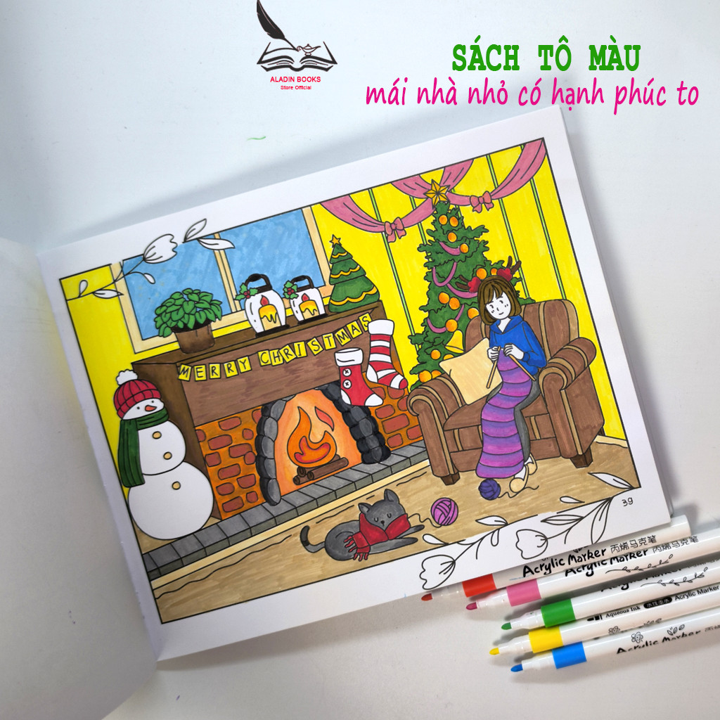 Sách- Tô Màu Mái Nhà Nhỏ Có Hạnh Phúc To- Kèm Quà Tặng- Chất Lượng Giấy Cao Cấp-Lant Tiểu Tranh