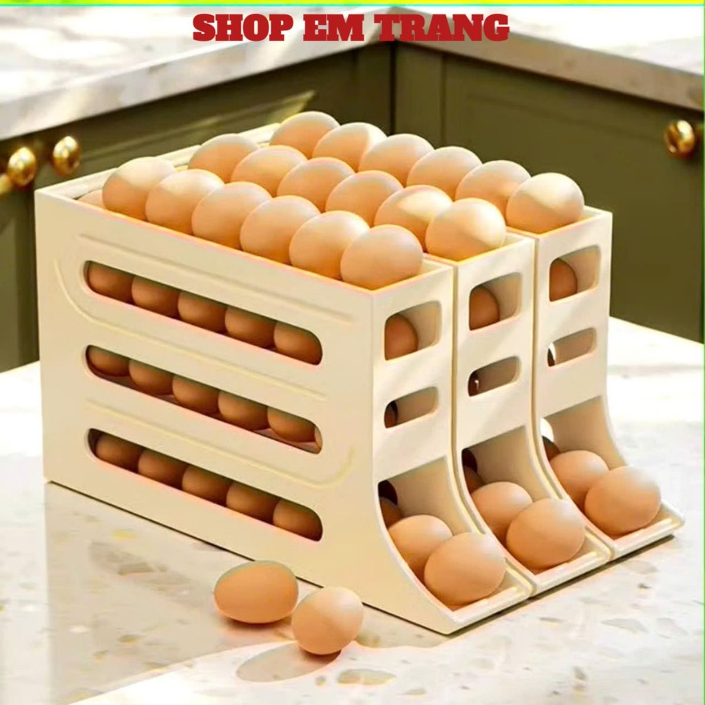 KHAY ĐỰNG TRỨNG 2 TẦNG 4 TẦNG , Khay Đựng Trứng Tủ Lạnh Tự Lăn Thông Minh - KHAYDUNGTRUNG