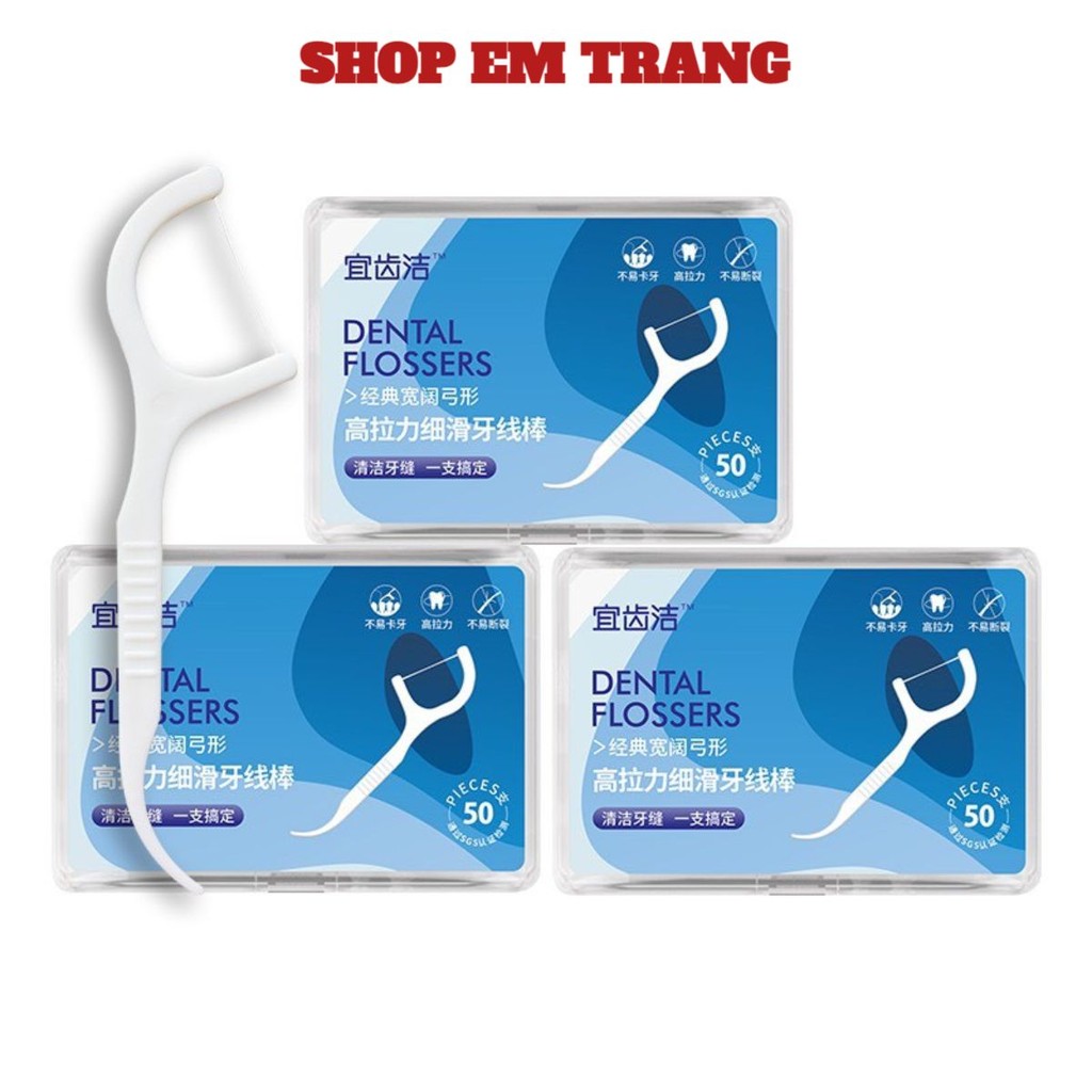 [COMBO 10]Chỉ Nha Khoa Dụng cụ Vệ sinh răng miệng chân nướu chuyên dụng, Tăm chỉ nha khoa tiệt trùng hộp 50 cây