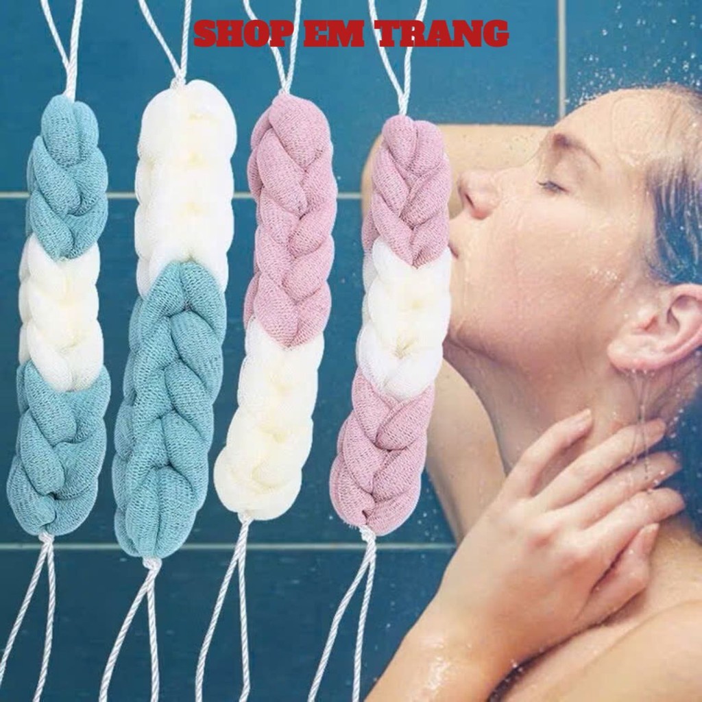 BÔNG TẮM LƯỚI DÀI, Bông Tắm Tròn Dài Bện Cao Câp hỗ trợ chà lưng - MÃ: BONGTAMLUOI38