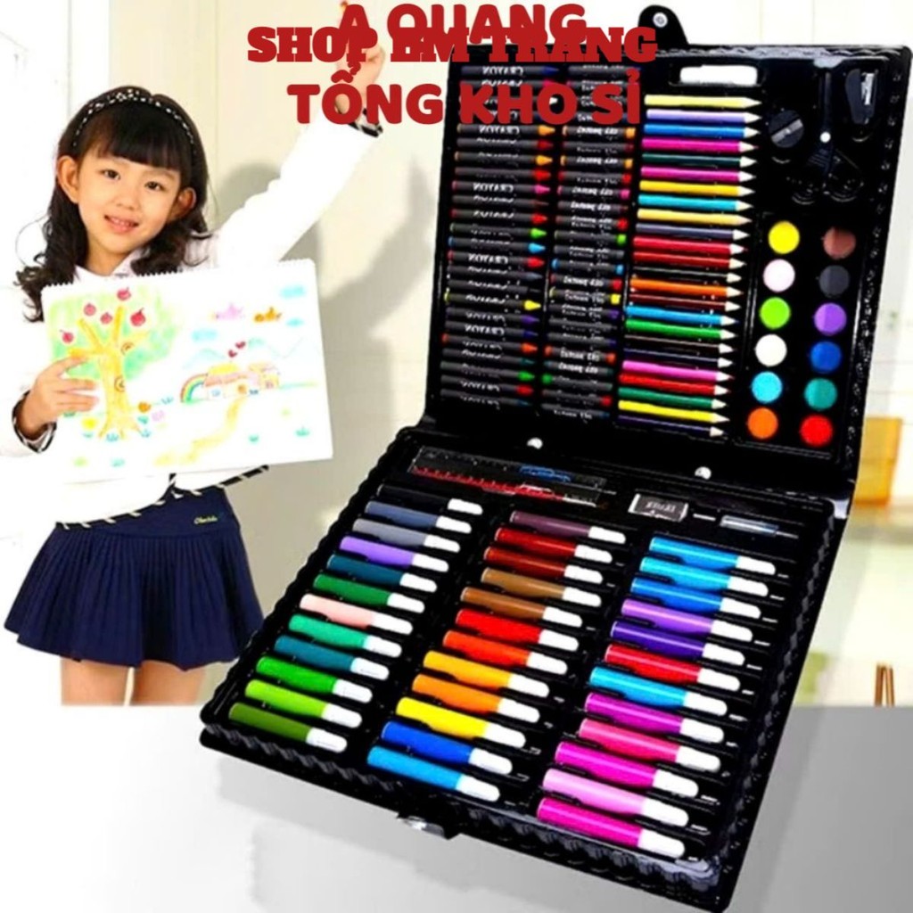 HỘP MÀU 150 CHI TIẾT, Hộp Bút Màu 150 Chi Tiết Cho Bé Vẽ Hội Hoạ Giúp Kích Thích Thị Giác ( hàng loại 1)-MAU865
