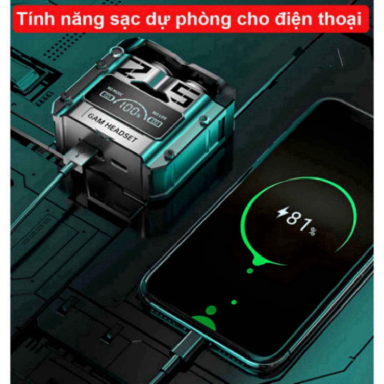 Tai nghe bluetooth M25 phiên bản gaming Tws 5.3,tai nghe không dây chơi game độ chễ thấp âm thanh bass chuẩn màn led tốt