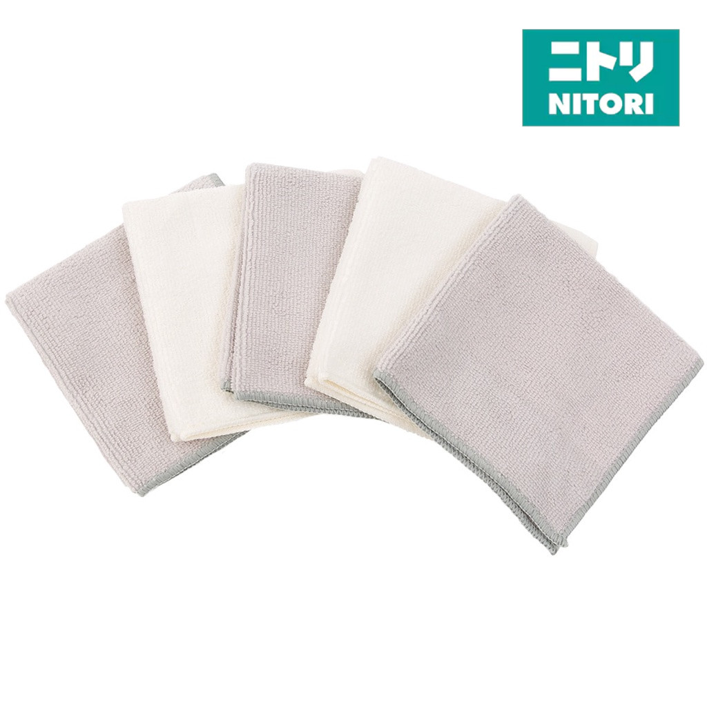 NITORI Khăn Lau Sợi Microfiber 5 Cái 28x28x1cm Màu Xám Nhạt | BigBuy360 - bigbuy360.vn