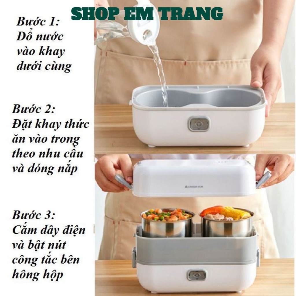 Hộp Cơm Cắm Điện 2 Tầng 4 Ngăn Inox Giữ Nhiệt Hâm Nóng