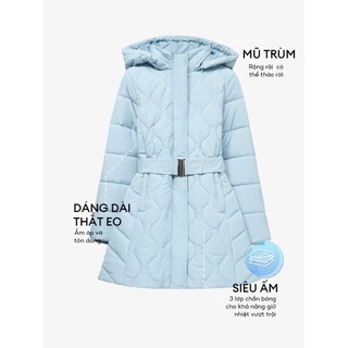 Áo Phao Nữ YODY Dáng Dài Lỡ, Phao VIP Trần Sóng Mũ Rời Siêu ấm, Siêu nhẹ PVN7032