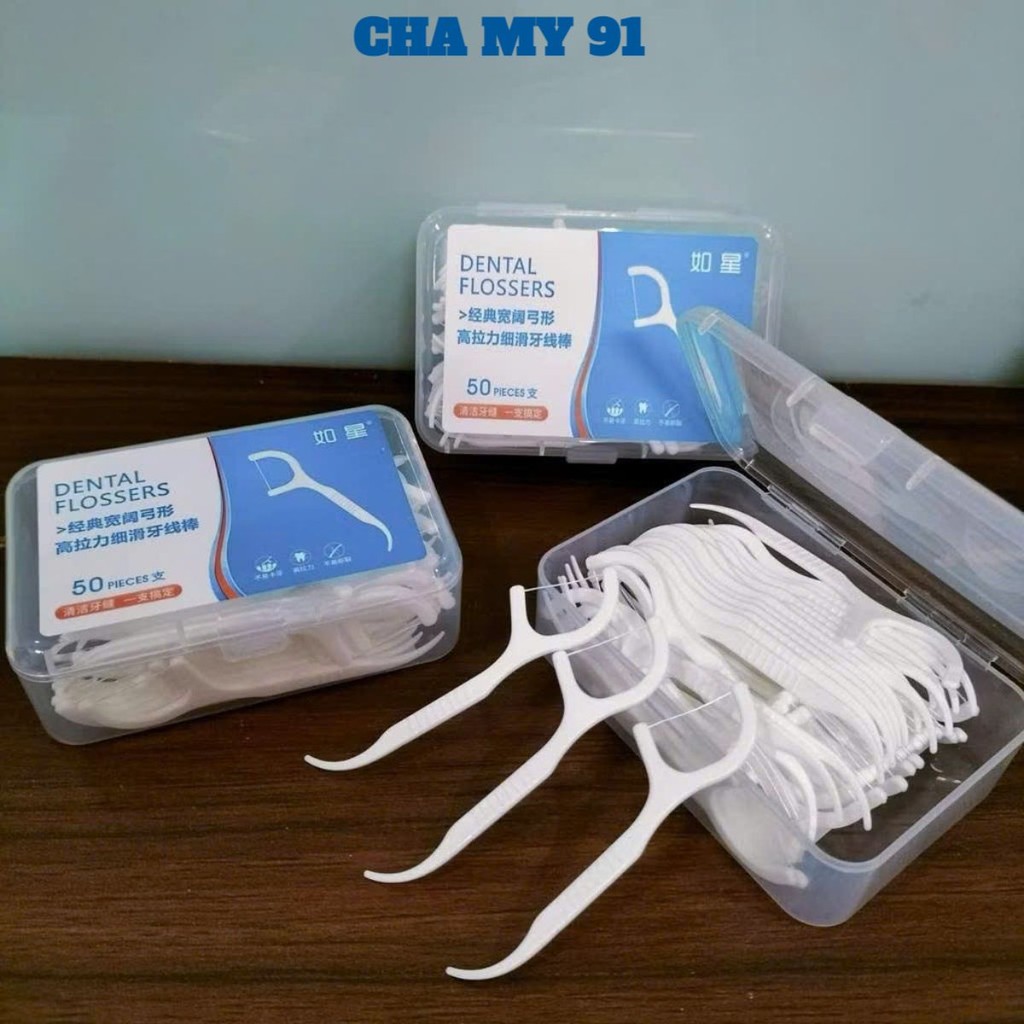 [COMBO] TĂM CHỈ NHA KHOA NHẬT, Tăm Nha Khoa Hộp 50 Cái Vệ Sinh Kẽ Răng Chân Nướu Vệ Sinh Răng Miệng - MA: TAMCHI03