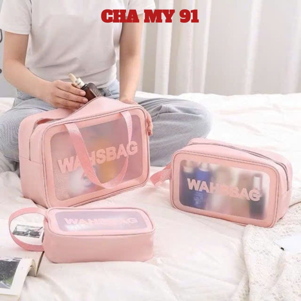SET 3 TÚI WASHBAG, Set 3 Túi Đựng Mỹ Phẩm Du Lịch Wahsbag Trong Suốt Tiện Ích - MA: TUIDUNGMYPHAM4