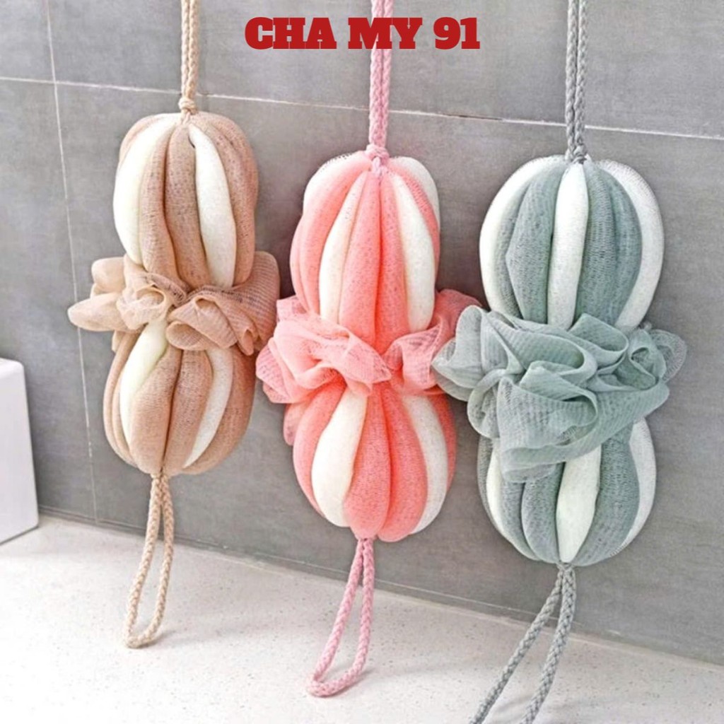 BÔNG TẮM LƯỚI DÀI CHÀ LƯNG, Bông Tắm Lưới Chà Lưng 2 Đầu Tạo bọt mã mới-MA: BONGTAMTAOBOT