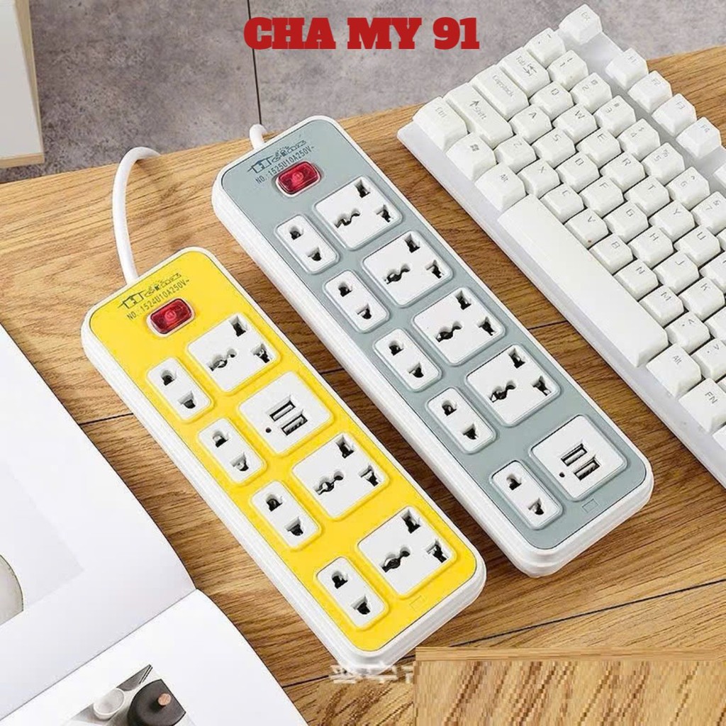 Ổ Cắm Điện Đa Năng 7 Lỗ Kèm 2 Cổng Sạc USB, Ổ ĐIỆN CÓ 2 USB - MÃ: ODIEN063