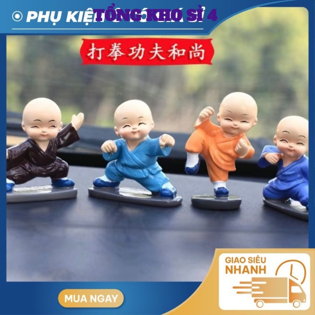 SET 4 TƯỢNG Tứ không-Múa Kiếm,Võ Say,Tập Võ,Quét Rác,Tượng Trang Trí Ô Tô Nhà cửa ở đâu có phật ở đó có bình an