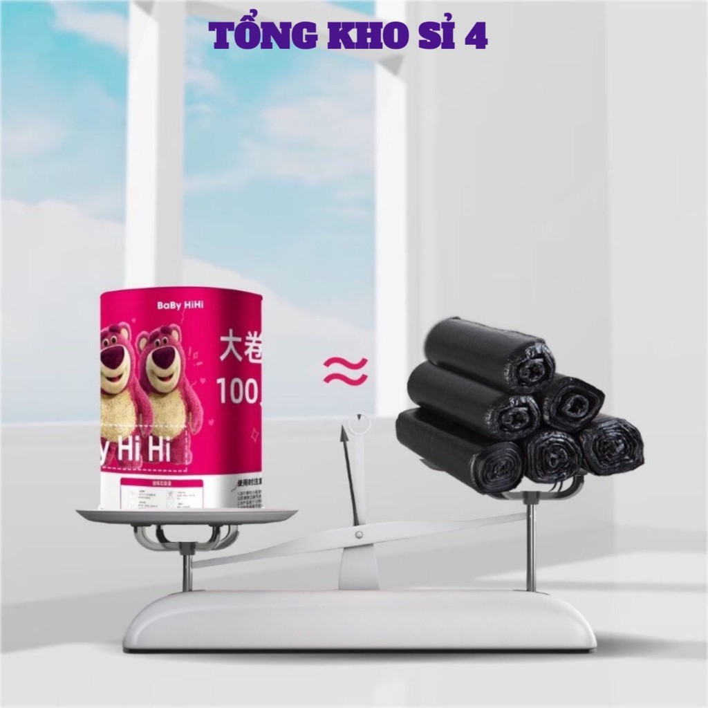 Set 100 Túi Rác Gấu Dâu, Túi Rác Minaier, Túi Rác Có Quai, Túi Rác Có Dây Rút Dai, Túi Đựng Rác Chống Rò Rì Nước