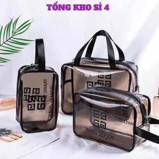 Set 3 túi trong suốt đựng đồ, mỹ phẩm du lịch thời trang