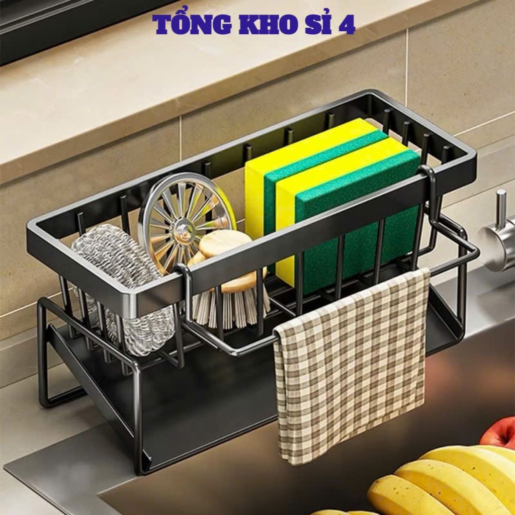 Kệ đựng đồ rửa chén bát, giá để giẻ rửa chén trên bồn có khay hứng nước nghiêng,  GIÁ ĐỰNG GIẺ RỬA BÁT - MÃ: GIA559