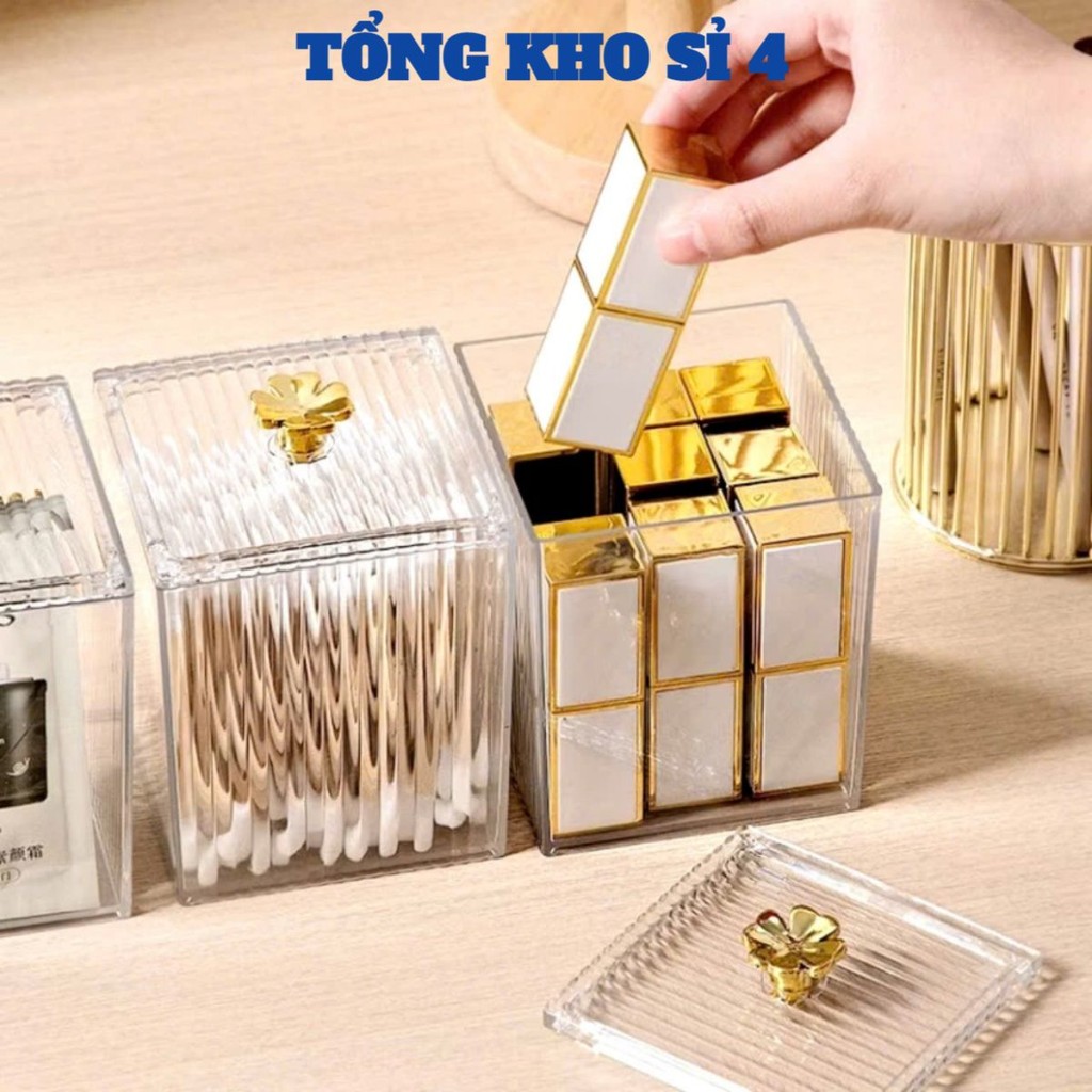 HỘP NHỰA ĐA NĂNG TRONG SUỐT. Hộp đựng tăm bông, hộp đựng bông tẩy trang có nắp trong suốt, đựng đồ đa năng cao cấp: HỘP