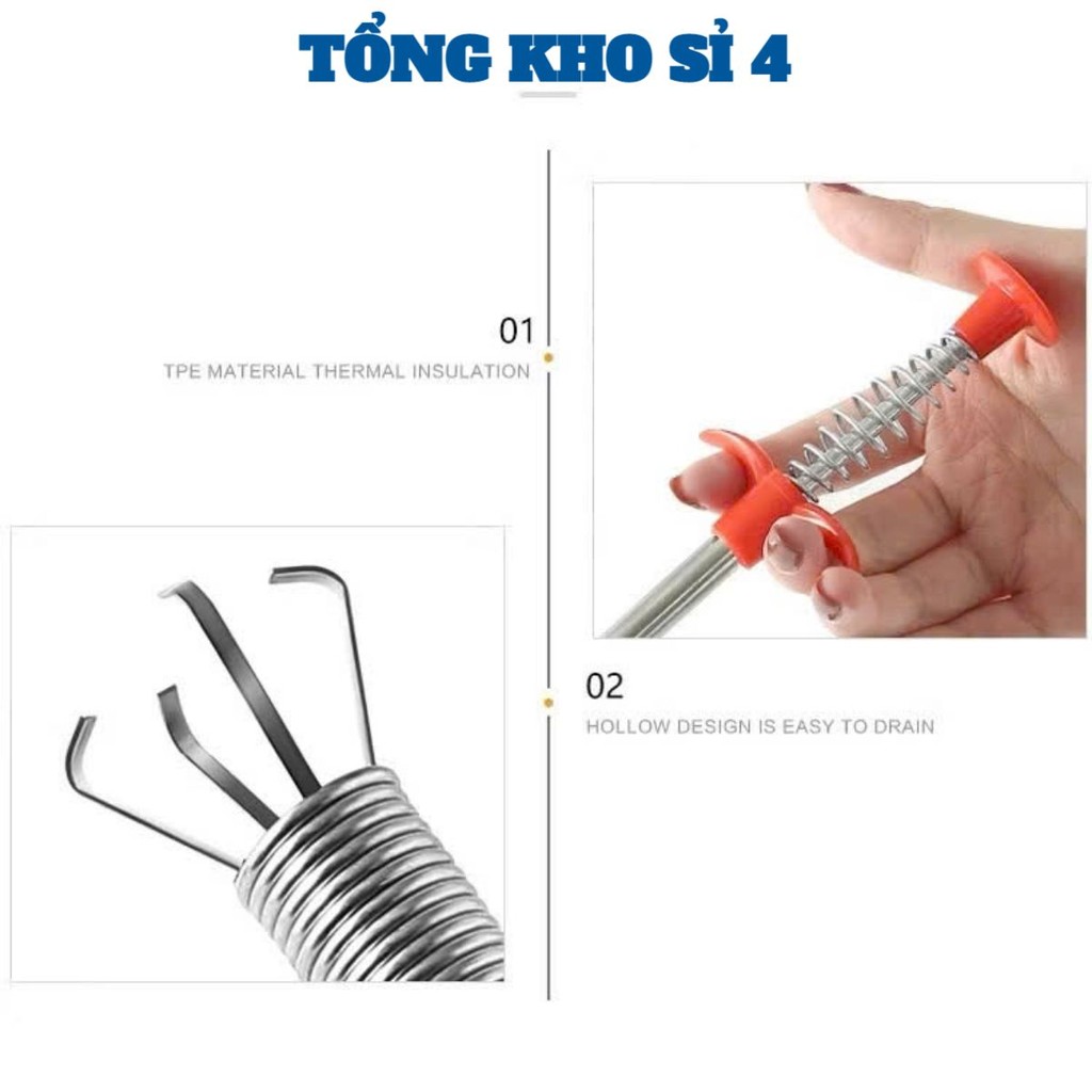 (COMBO 2) Cây gắp, lấy rác cống, Dụng cụ thông bồn cầu có dây kẹp rác, CÂY THÔNG CỐNG CÓ ĐẦU GẮP RÁC - MÃ: THONGCONG509