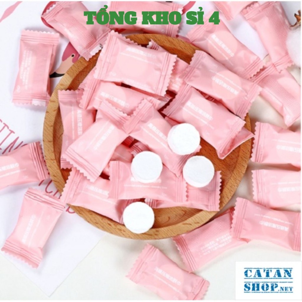 TÚI 100 VIÊN KHĂN GIẤY NÉN HÌNH VIÊN KẸO BỎ TÚI KHI ĐI DU LỊCH  - VIÊN KHĂN LAU MẶT DẠNG NÉN DÙNG MỘT LẦN TIỆN DỤNG